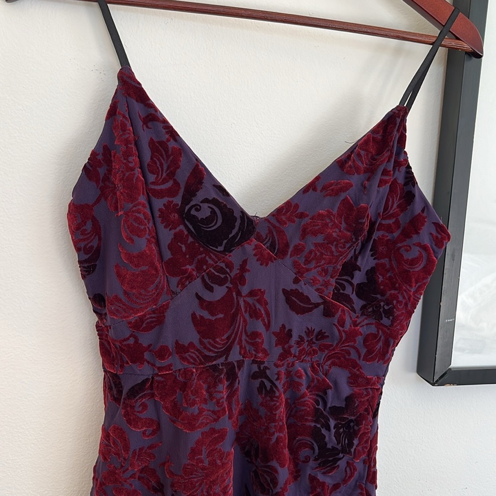 Purple and dark red detailed bodycon dress